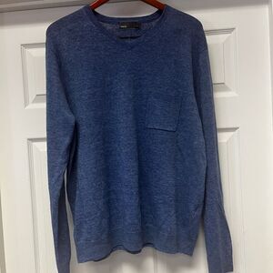 Vince Mens Blue Marled Knit V Neck Pocket Sweater sz XL EUC